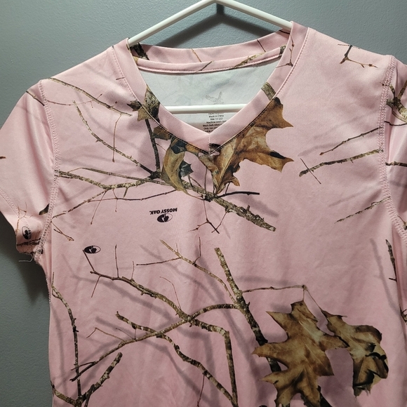 Mossy Oak Pink Fall Leaves Print T Shirt M - Picture 3 of 5